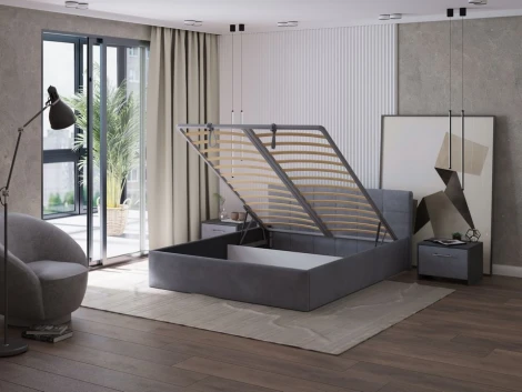 PROxSON Кровать Domo с бельевым ящиком (Ткань: Велюр Monopoly Британский серый (996)) 180x200