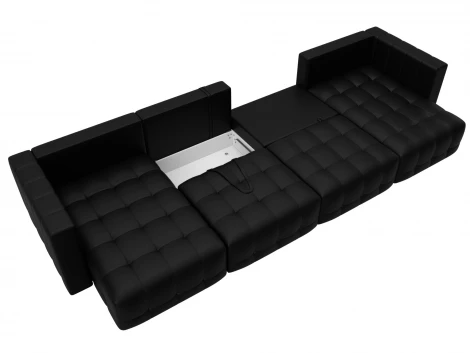 Диван П-образный Лига-052 НПБ Лонг (ЛДСП,Брус,Фанера/Пластик/Экокожа/Черный) Лига Диванов 129920