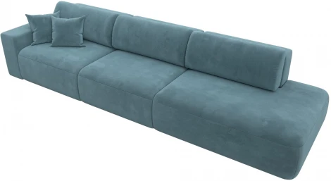 Диван прямой Лига-036 НПБ Модерн Лонг подлокотник слева (Бирюзовый/Велюр) Лига Диванов арт.121357L