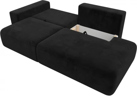 Диван прямой Лига-036 НПБ Модерн подлокотник слева (Черный/Велюр) Лига Диванов арт.121346L