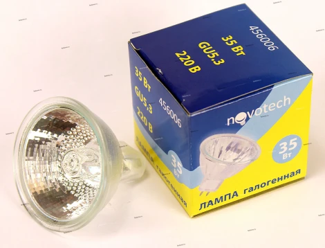 Лампочка галогенная GU5.3 35W 220V 1050 lm 2700K желтое теплое свечение Novotech 456006
