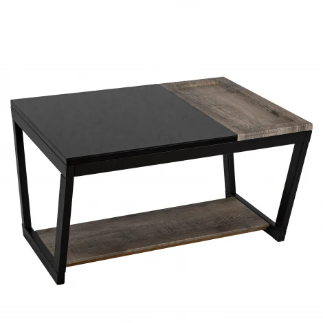 Стол журнальный BeautyStyle 31 дуб крымский состаренный/венге/стекло черное Mebelik 009360