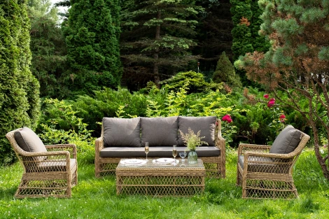 "Гранд Латте" лаунж-зона из искусственного ротанга, цвет соломенный 4SIS арт.УТ-00000564