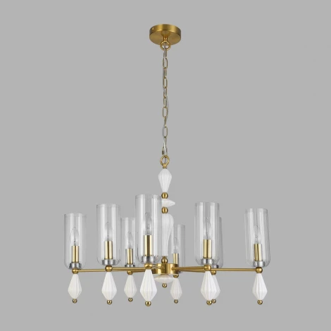 Подвесная люстра Lumion Galana 8428/8 латунь/белый/прозрачный, металл/керамика/стекло E14 8*40W 220V