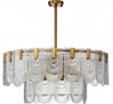 Люстра потолочная на штанге Salice V000024 (12022/A/9R Brass)