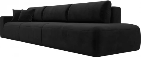 Диван прямой Лига-036 НПБ Модерн Лонг подлокотник слева (Черный/Велюр) Лига Диванов арт.121363L