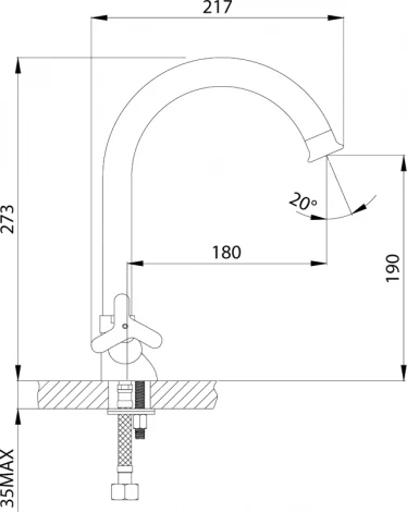 Смеситель Rossinka RS40-72 для кухонной мойки