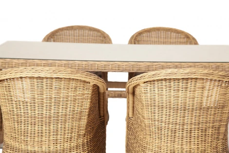 Обеденная группа плетеная, цвет соломенный 4SIS Эспрессо EC6T-7-SET