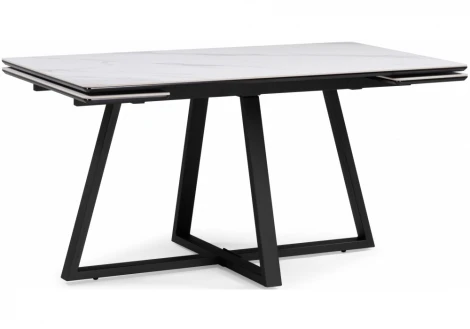 Кухонный стол Notta Памелла 120(180)х80 snow alpin / черный