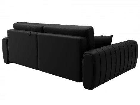 Диван угловой Лига-057 НПБ угол левый (ЛДСП,Брус,Фанера/Пластик/Экокожа/Черный) Лига Диванов 130034L