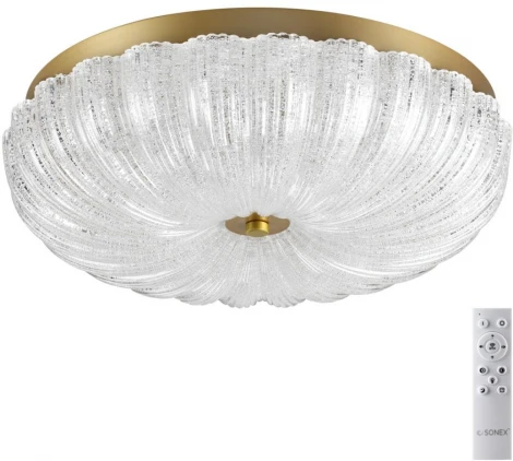 Потолочный светильник круглый Sonex Tesoro 7719/48L металл/стекло/прозрачный/золотой LED 48Вт 3000-6500K D400 IP20 пульт ДУ (220V, круглые)