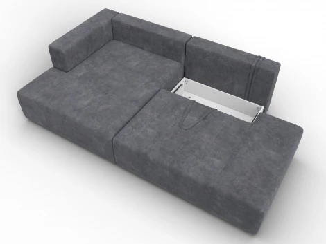 Диван угловой Лига-103 НПБ угол левый (ДСП,Брус,Фанера,Велюр/Темно-серый) Лига Диванов 134824L
