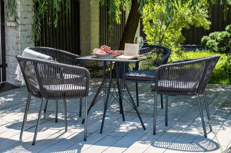 "Форли" обеденная группа на 4 персоны, квадратный стол, цвет "серый гранит" 4SIS арт.УТ-00003407