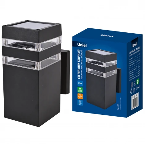 Настенный светильник уличный под лампу Е27 черный Uniel UUL-S23A 60W/E27 IP65 BLACK