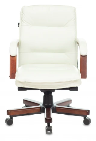 Кресло руководителя Бюрократ T-9927WALNUT-LOW слоновая кость кожа низк.спин. крестовина металл/дерево