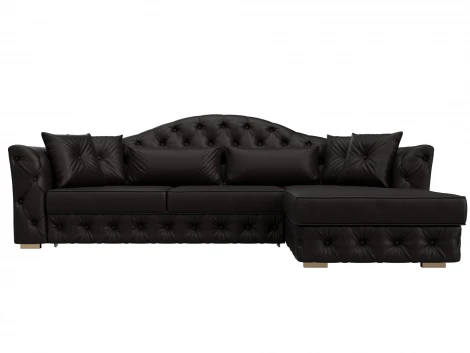 Диван угловой Артис правый угол (Брус,Рейка/Пластик/Экокожа/Коричневый) Лига Диванов 128030