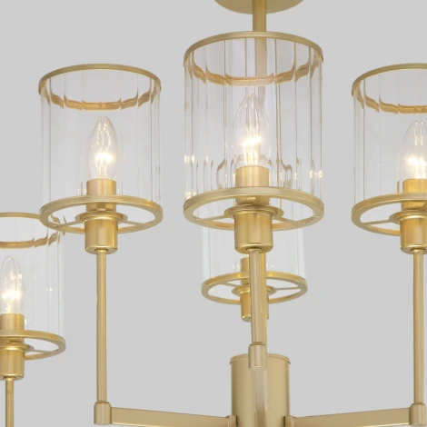 Потолочная люстра Wi-Fi на штанге Eurosvet Inari 60144/6 золото (220V, управление смартфоном, голосовое управление, умный дом - Minimir Home, Алиса, Маруся, Салют)