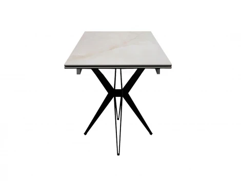 Стол DikLine DKS140 керамика глянец белый Icelandic white jade (Ostra Bianco Light), подстолье черное, опоры черные (2уп.) 00-00086873