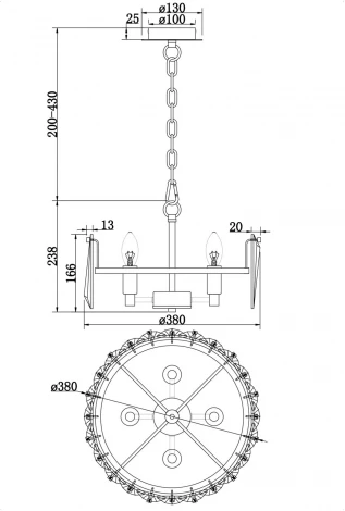 Подвесная люстра Maytoni Puntes MOD043PL-04CH (220V, хрусталь, на цепи, круглые)