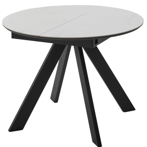 Стол БОНЖУР 100 цвет БЕЛЫЙ МРАМОР, керамика / ЧЕРНЫЙ каркас M-City 64582