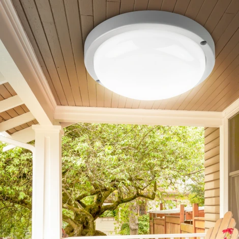 Настенно-потолочный светильник светодиодный со свето-шумовым датчиком ЭРА SPB-201-2-65K-008 (220V, круглые, IP65)