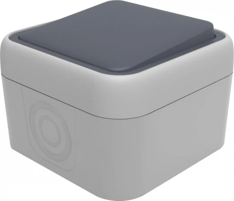 Выключатель звонкового типа 1-клавишный накладной, цвет серый IP55 Donel W55 DIP15140