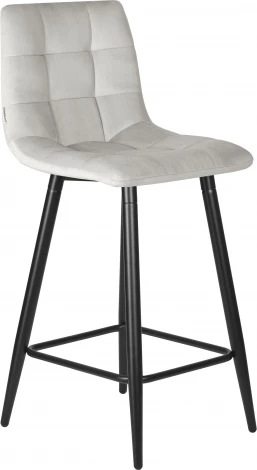 Стул полубарный DOBRIN OLIVIA (черные матовые ножки, светло-серый велюр (108-52))