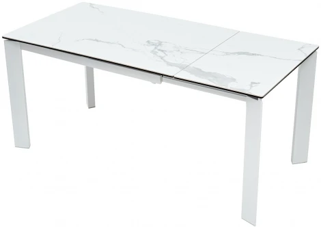 Стол CORNER 120 MATTE STATUARIO Белый мрамор матовый керамика, стекло/ белый каркас М-City