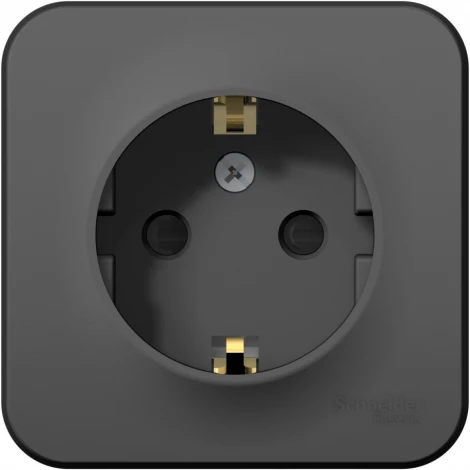 Розетка накладная с заземлением и шторками (антрацит) Systeme Electric Blanca BLNRA011106