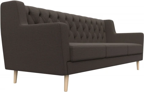 Диван кухонный прямой Брайтон 3 Люкс (Коричневый/Рогожка) Лига Диванов арт.122453