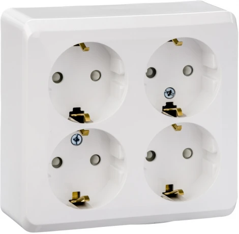 Розетка накладная четверная с заземлением и шторками (белый) Systeme Electric Etude PA16-208B