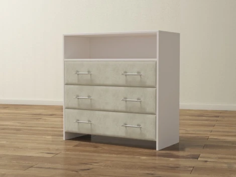 PROxSON Комод Varna (ЛДСП Белая+ткань Белый/Savana Milk (молочный)) 90x40