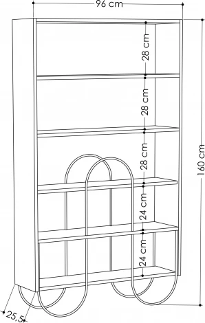 Стеллаж прямой NORFOLK BOOKCASE LEVE (ЛДСП,Металл/Черный,Бежевый) арт.LEV00664