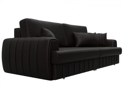 Диван прямой Лига-057 НПБ (ЛДСП,Брус,Фанера/Пластик/Экокожа/Коричневый) Лига Диванов 130025