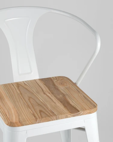 Стул Stool Group TOLIX ARM WOOD с подлокотниками белый УТ000001863