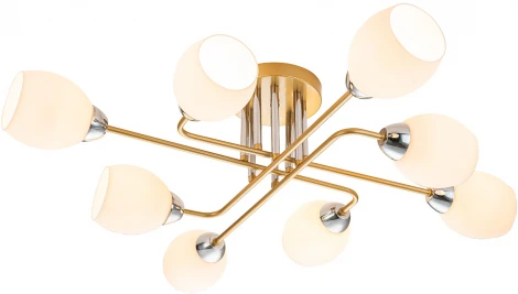 Потолочная люстра на штанге Escada Hope 1132/8P Gold 8x60Вт E27, металл/стекло, золото/серебро (220V)