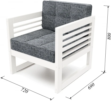 Кресло Arsko Сега белая эмаль рогожка графитовая