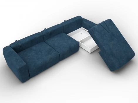 Диван угловой Лига-066 НПБ Лонг угол правый (ЛДСП,Фанера,Брус,Велюр/Синий) Лига Диванов 131219