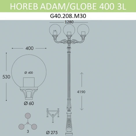 Наземный фонарь Fumagalli Globe 400 G40.208.M30.AYE27 (220V, шарики, IP65)
