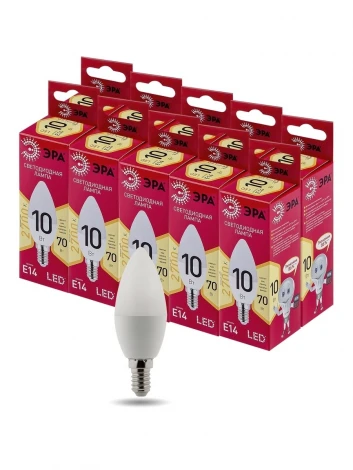 Лампочка светодиодная E14 10W ЭРА LED B35-10W-827-E14 R