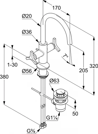 Смеситель Kludi Nova Fonte Deco 201180539 для раковины