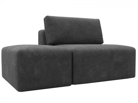 Модули диван и пуф Лига-060 НПБ (ЛДСП,Брус,Фанера,Велюр/Темно-серый) Лига Диванов 129603