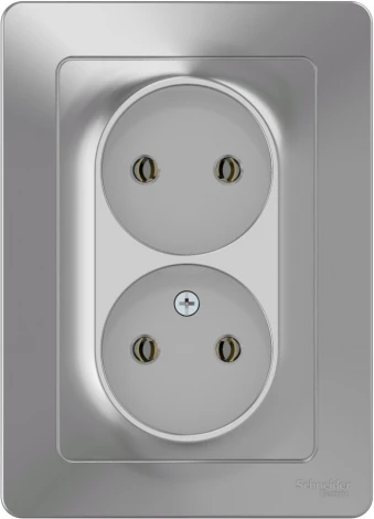 Розетка встраиваемая двойная без заземления (алюминий) Systeme Electric Blanca BLNRS000023