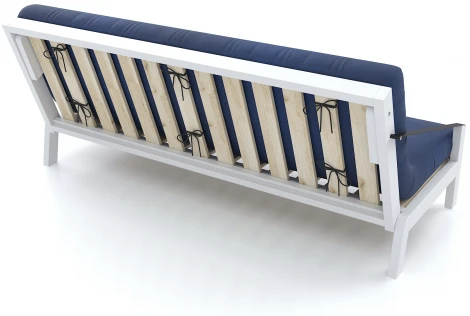 Диван Arsko Локи белая эмаль синяя рогожка