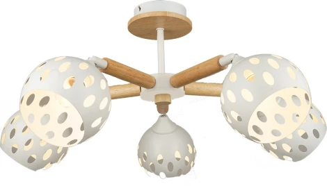 Потолочная люстра на штанге Мелодия Света SL1N SL5691-5 WT+Wood 000067879