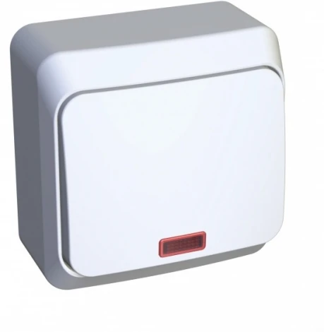 Выключатель накладной одноклавишный с подсветкой (белый) Systeme Electric BA10-007B