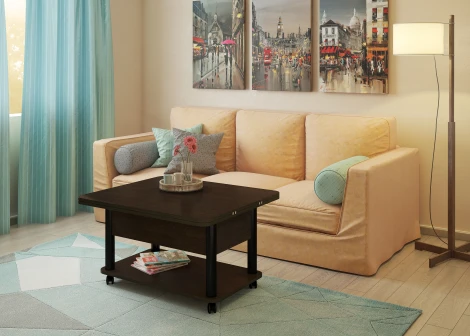 Стол-трансформер Дебют 3, Венге темный/Ножки черные, ГЗМИ