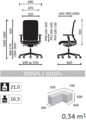 Кресло Veris Net 100SFL Profim Натуральная кожа S-10