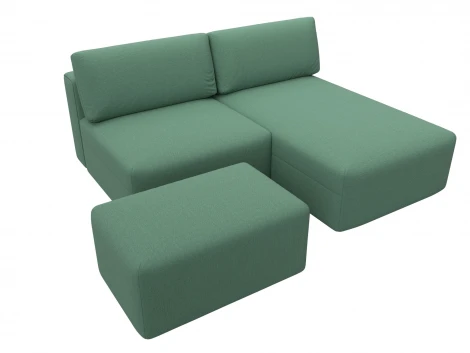 Диван угловой модульный с пуфом Лига-060 НПБ угол универсальный (ЛДСП,Брус,Фанера/Пластик/Рогожка/Зеленый) Лига Диванов 129702