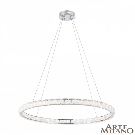 Подвесной светильник Arte Milano Venezia 311311/D800 NI (регулировка яркости, LED, 220V, хрусталь, пульт управления, на тросе, кольцо)